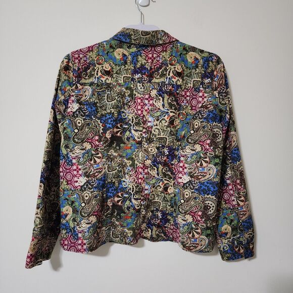 Christopher & Banks Womens Button-Up Jacket Colorful Stretch Lightweight Size M - Picture 2 of 8